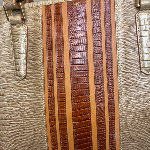 Brahmin Medium Asher Cabana Vineyard Stripe Crocodile Embossed Leather Tote Bag - Picture 11 of 15